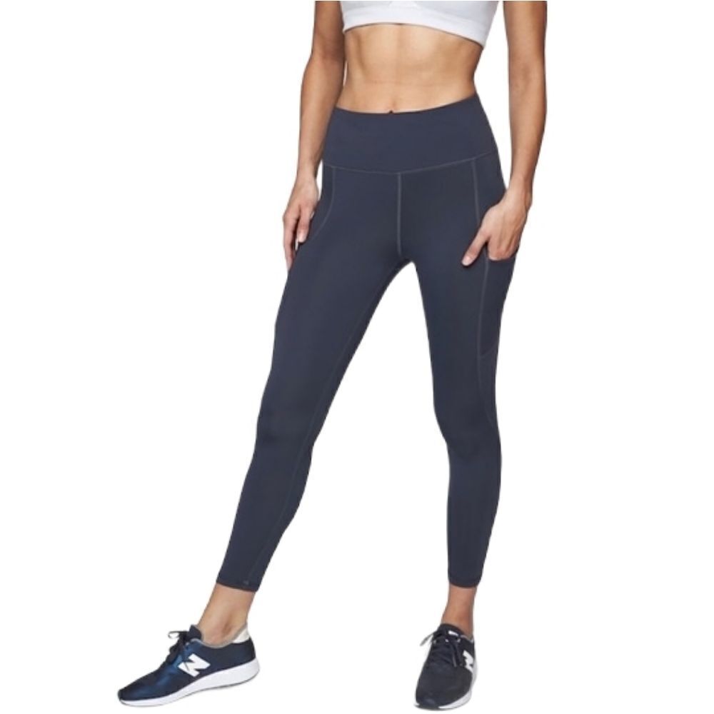 ATHLETA pants navy‎ blue all in 7/8 crop tight yoga pockets M